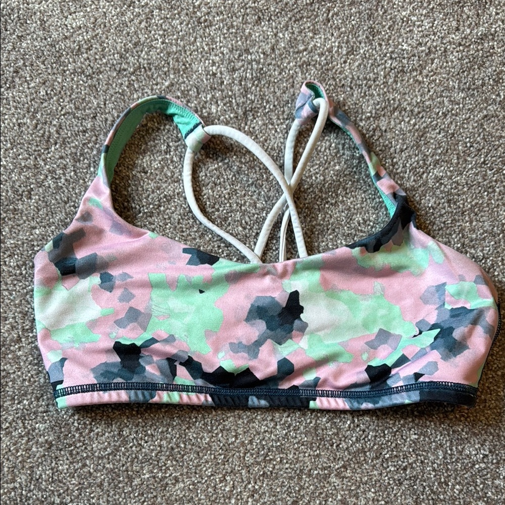 Lululemon Athletica Pink and Green Tie-Dye Athletic Top